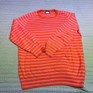 J Crew lightweight knit top, Sz Large, pink and orange stripe. EUC!!!
